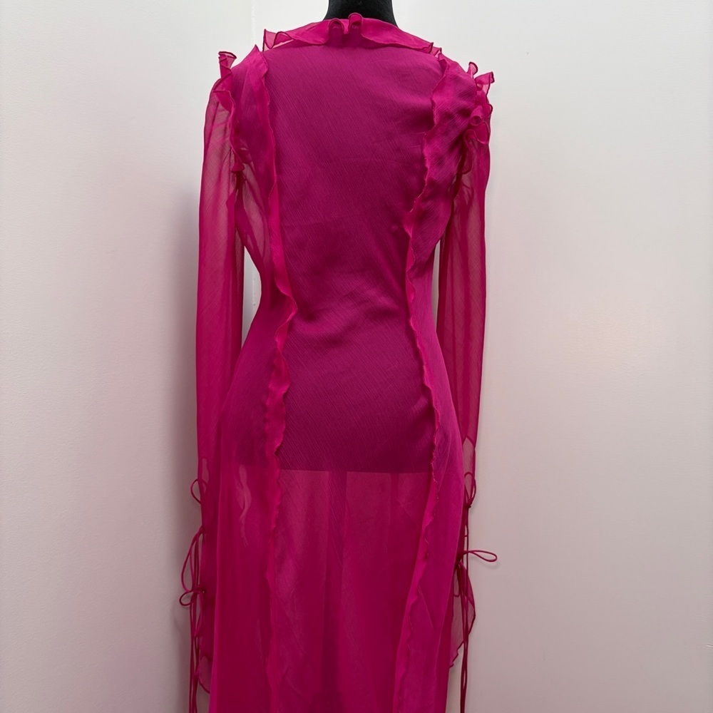 Rat & Boa- FARRETTI DRESS PINK Size Large Sheer Beach Cover Up - Picture 12 of 15